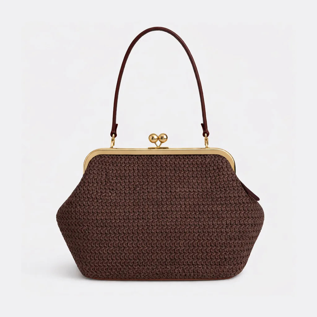 Striped Straw Clutch Bag