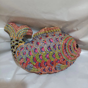 Fish Rhinestone Clutch Bag