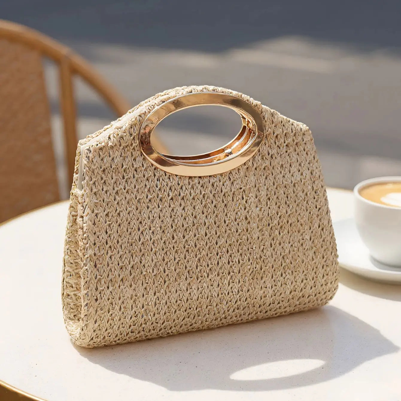 Pearl Straw Envelope Bag