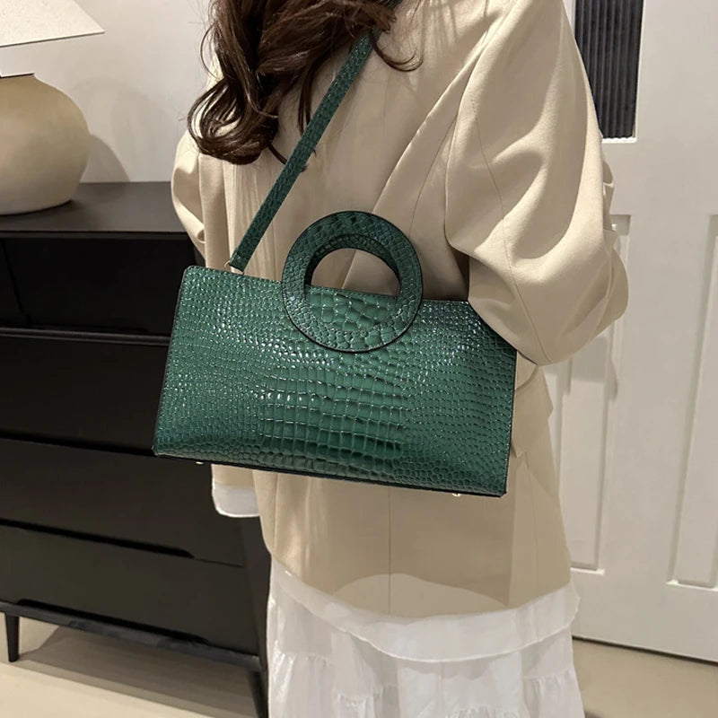 Crocodile Pattern Shoulder Bag