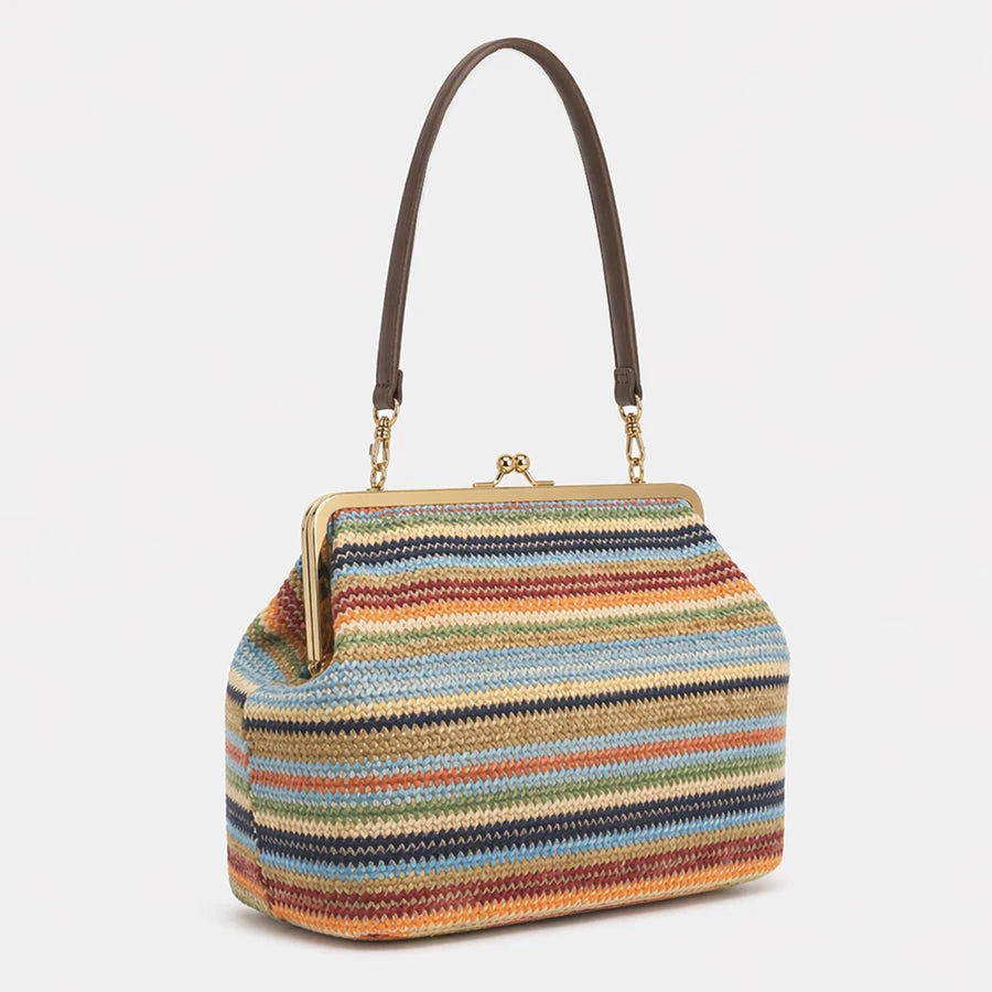 Striped Straw Clutch Bag