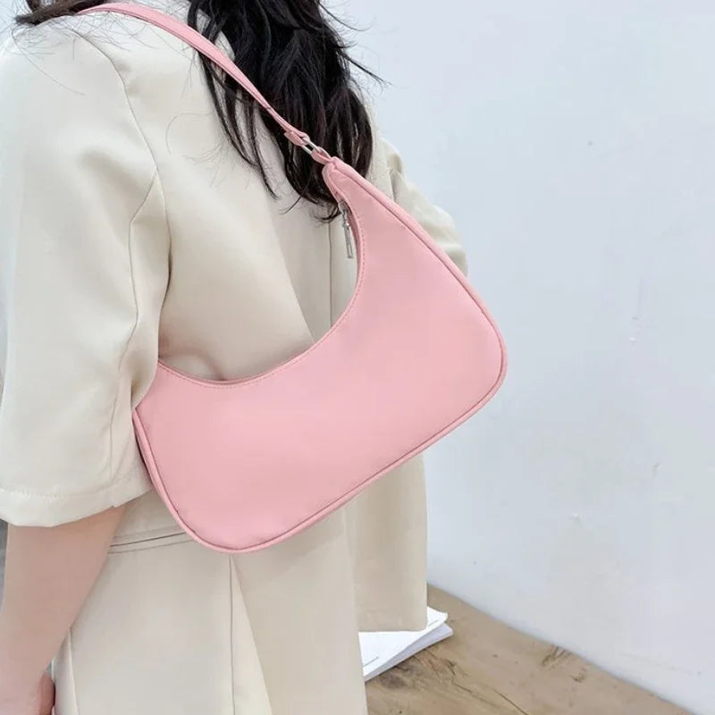 Nylon Underarm Hobo Bag