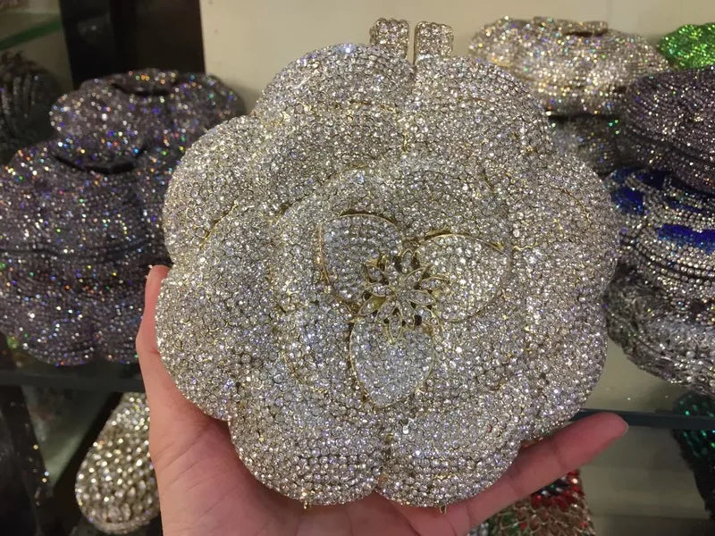 Floral Crystal Clutch Bag