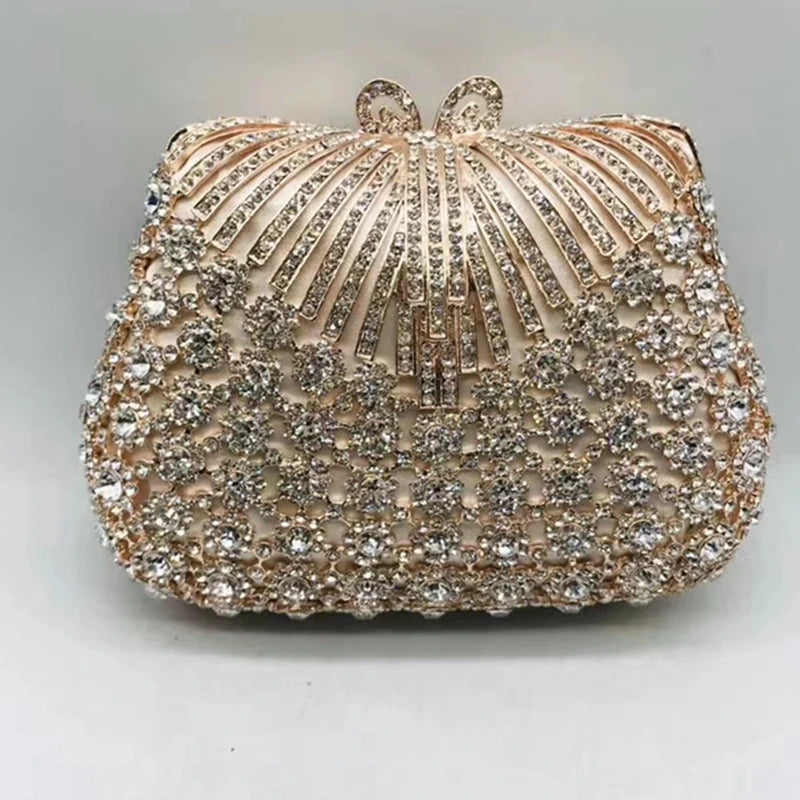 Floral Rhinestone Clutch Bag