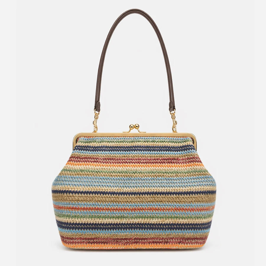 Striped Straw Clutch Bag