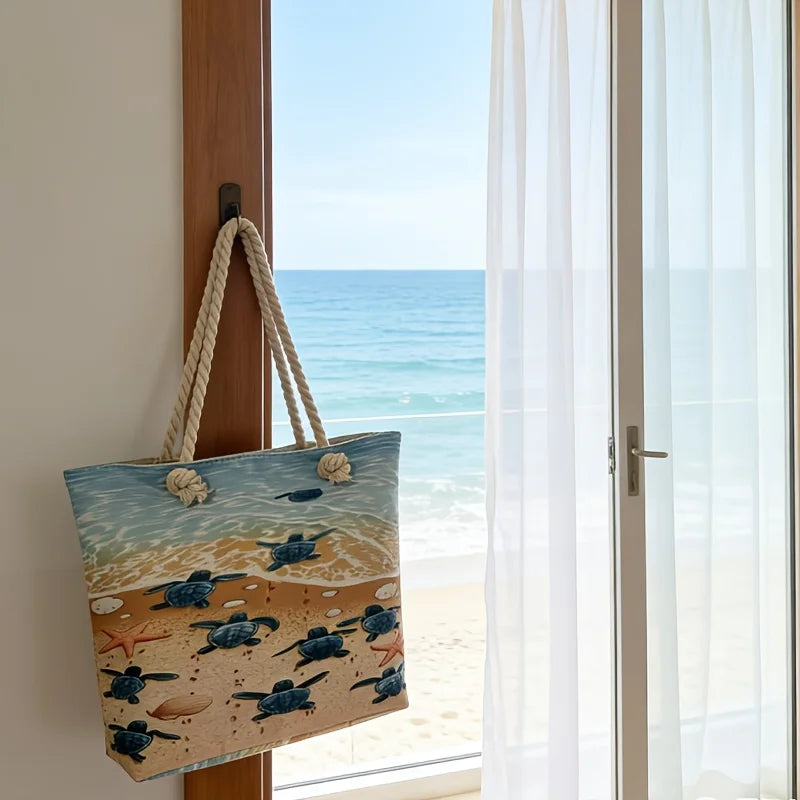 Turtle Print Beach Tote
