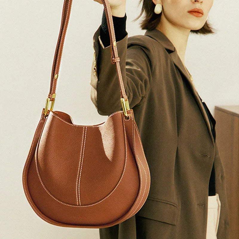 Genuine Leather Saddle Bag