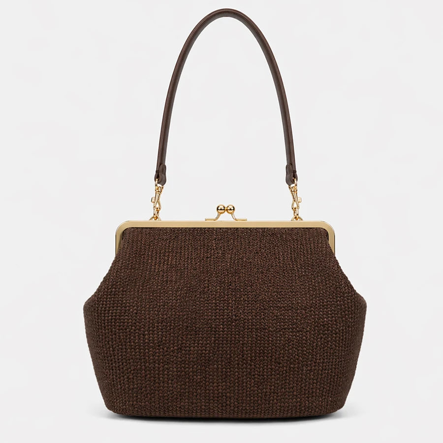 Striped Straw Clutch Bag