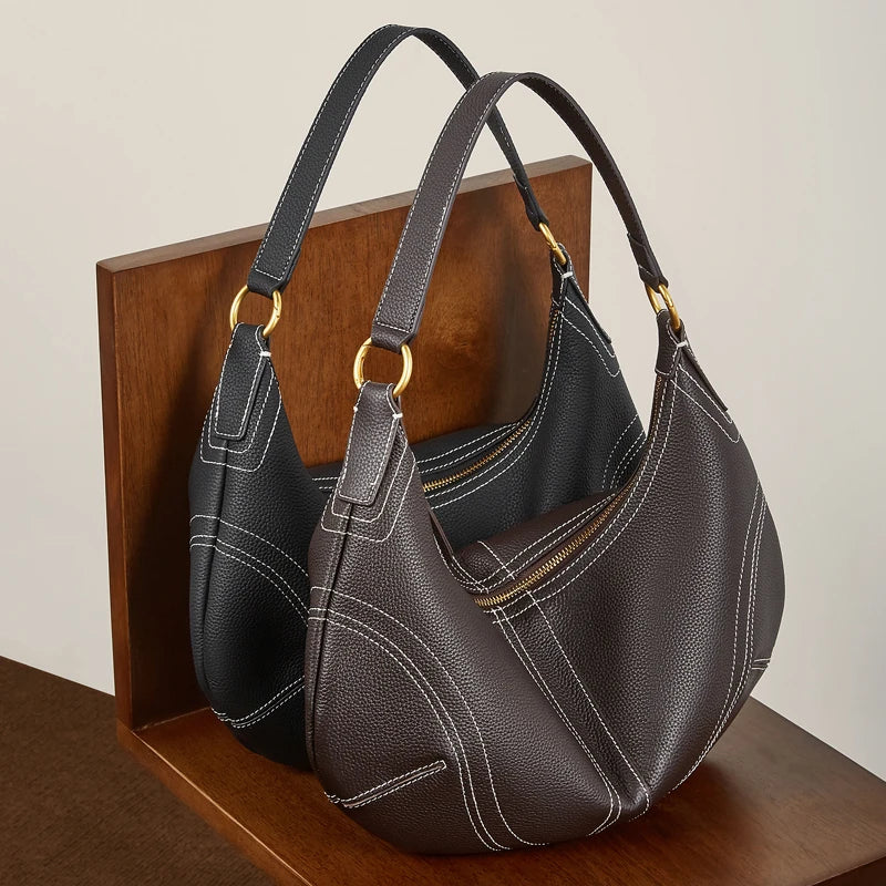 Leather Half Moon Bag