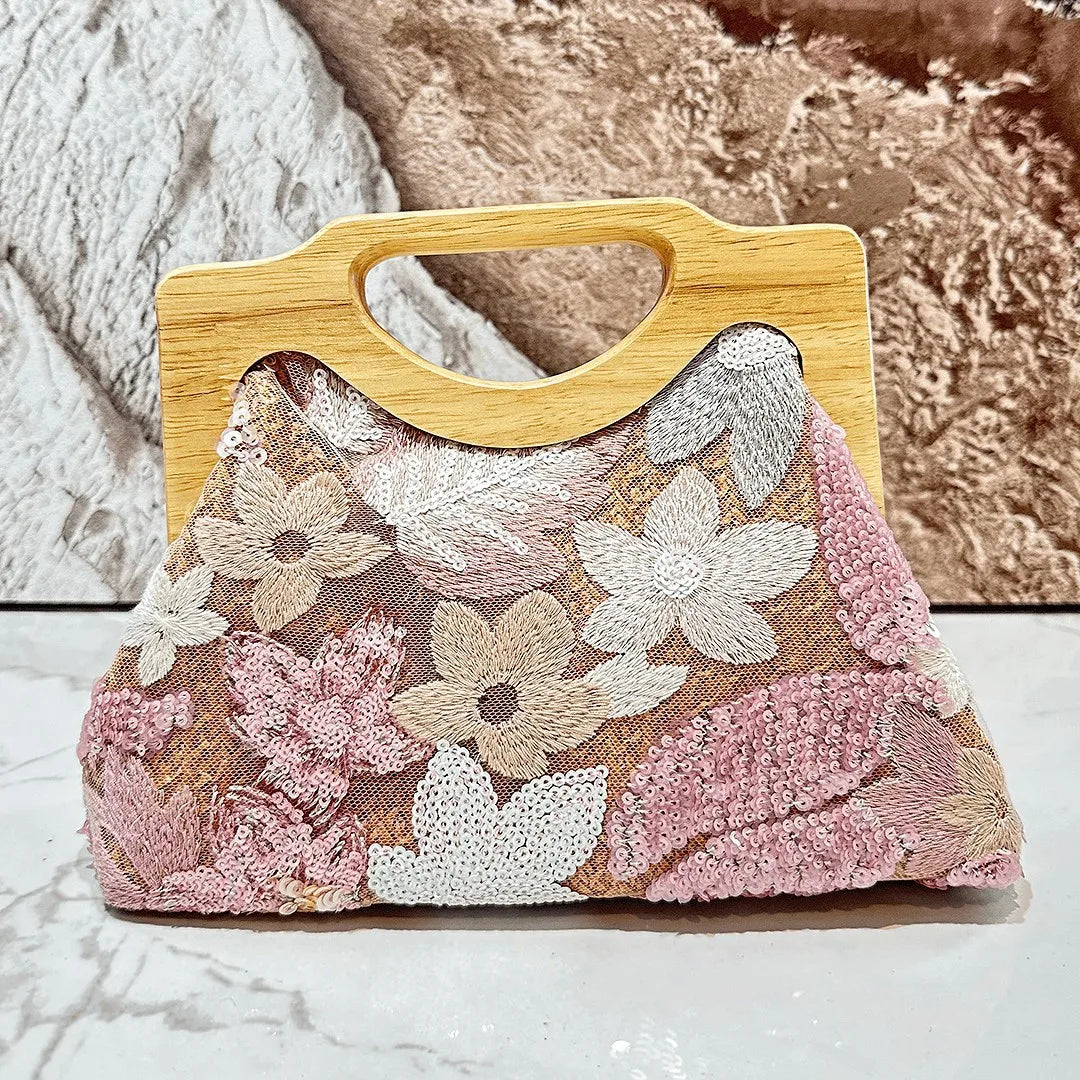 Sequin Straw Shoulder Bag
