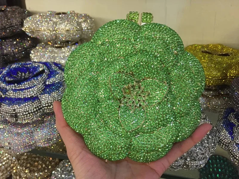 Floral Crystal Clutch Bag