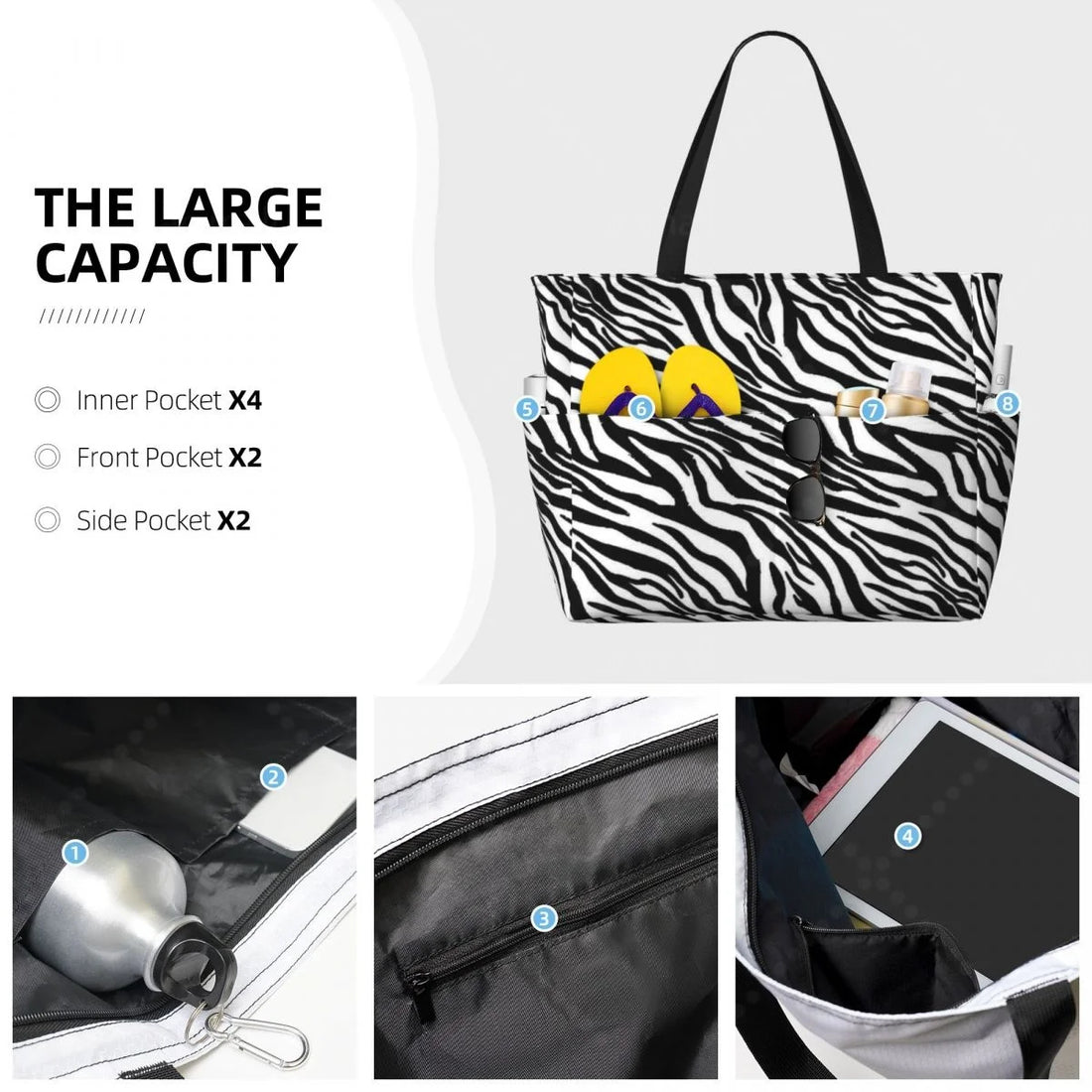 Zebra Beach Travel Tote