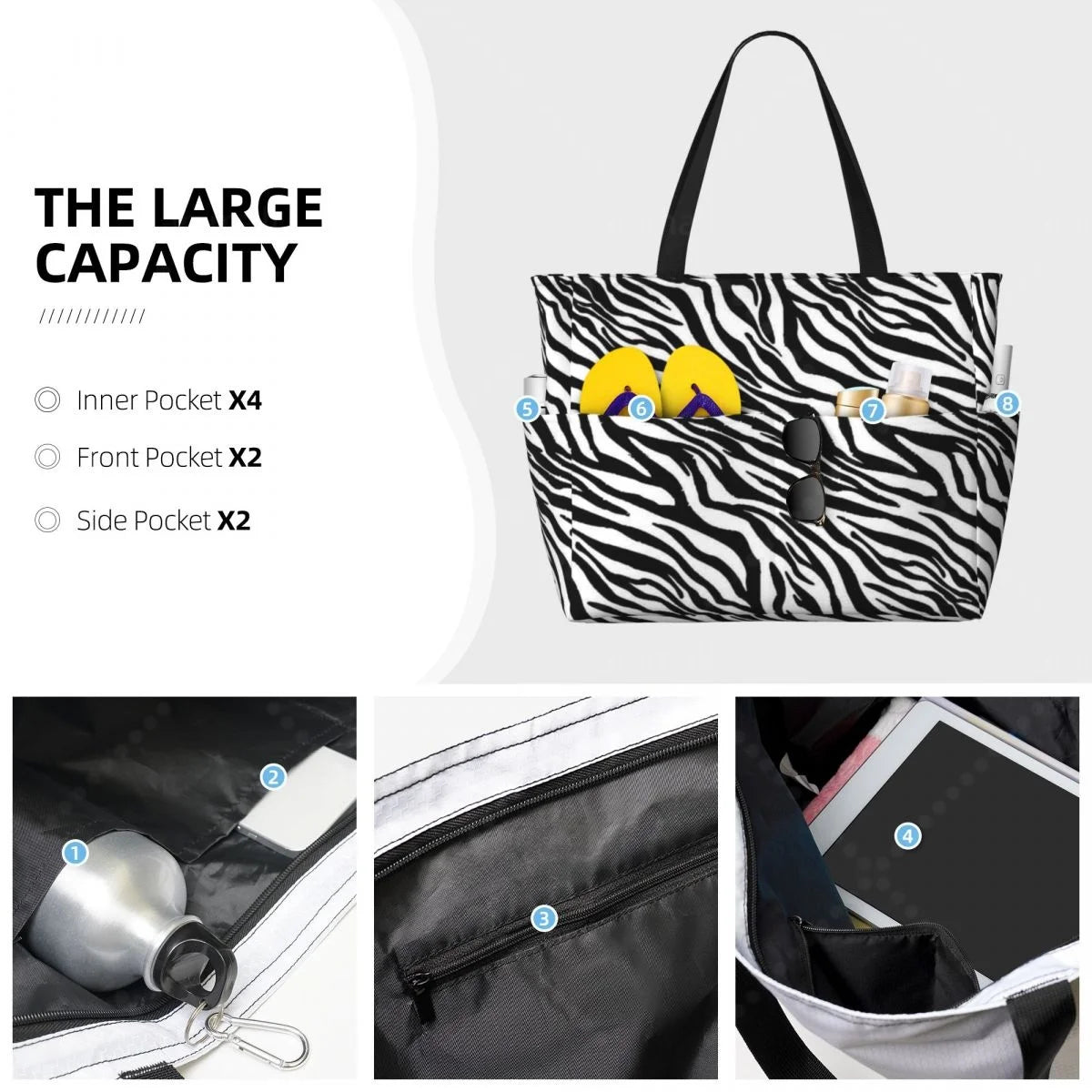 Zebra Beach Travel Tote
