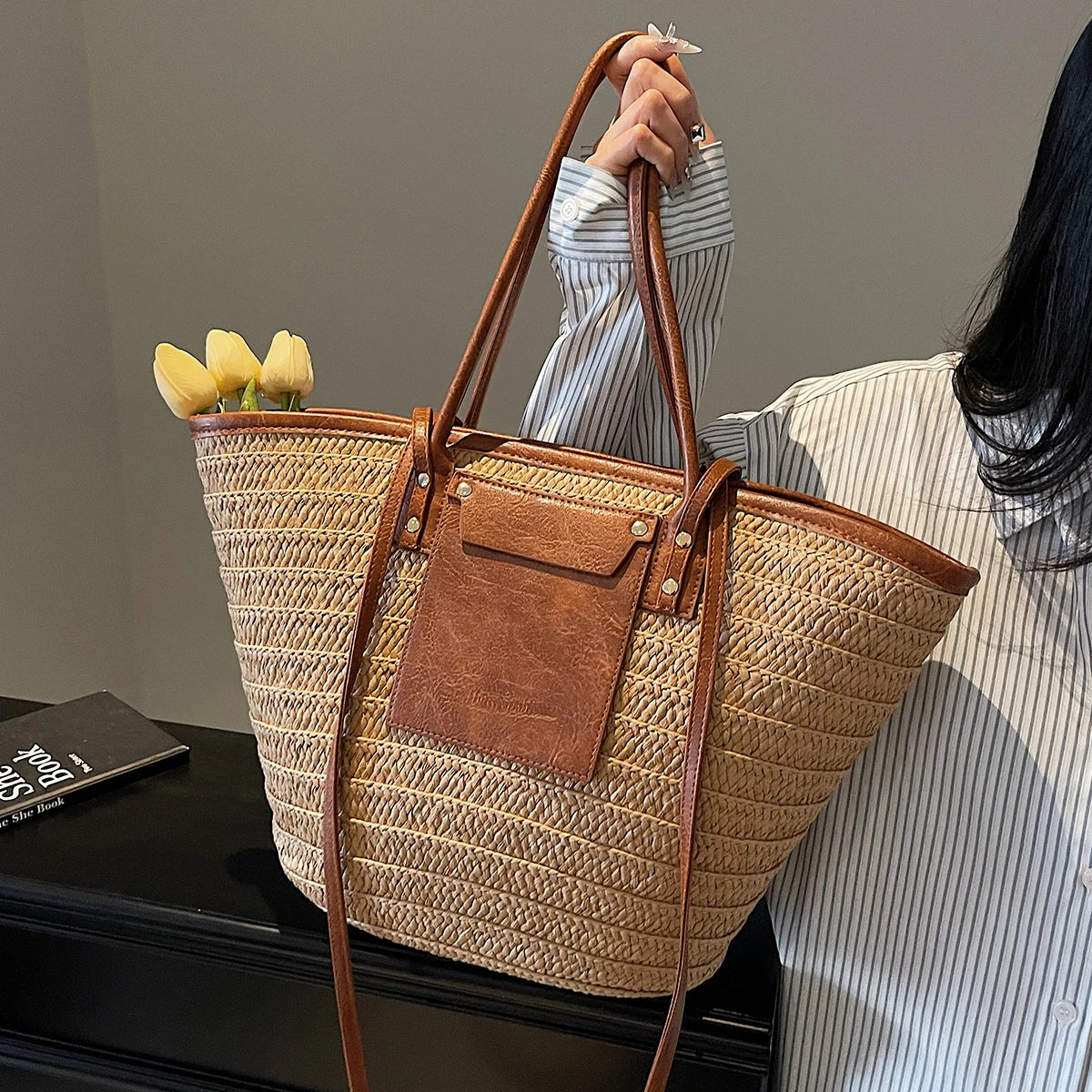 Forest Straw Tote Bag
