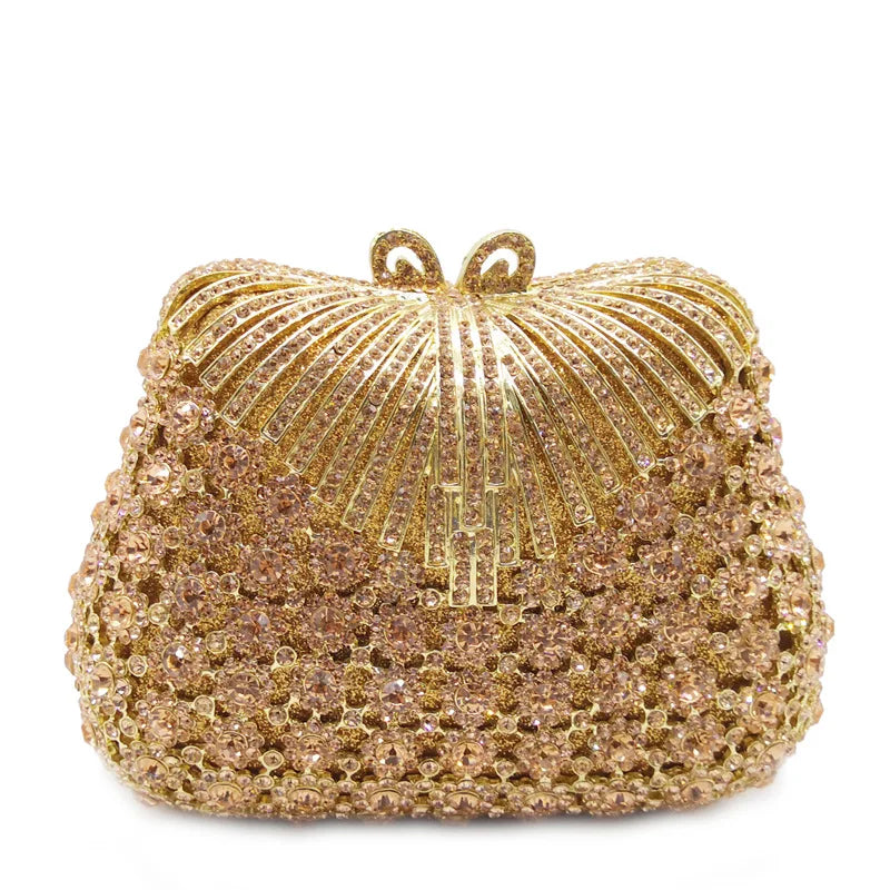 Floral Rhinestone Clutch Bag