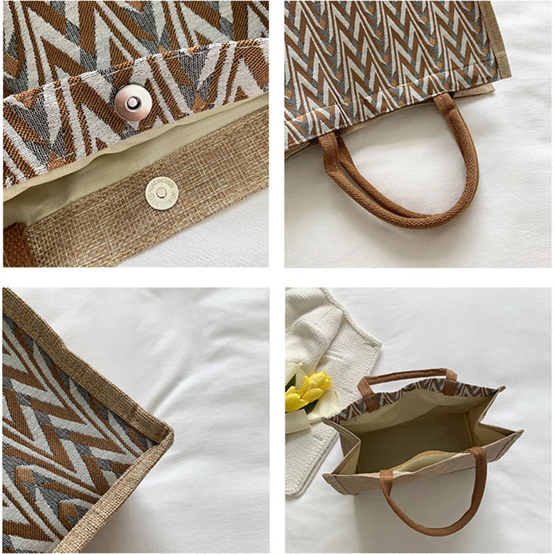 Linen Beach Tote Bag