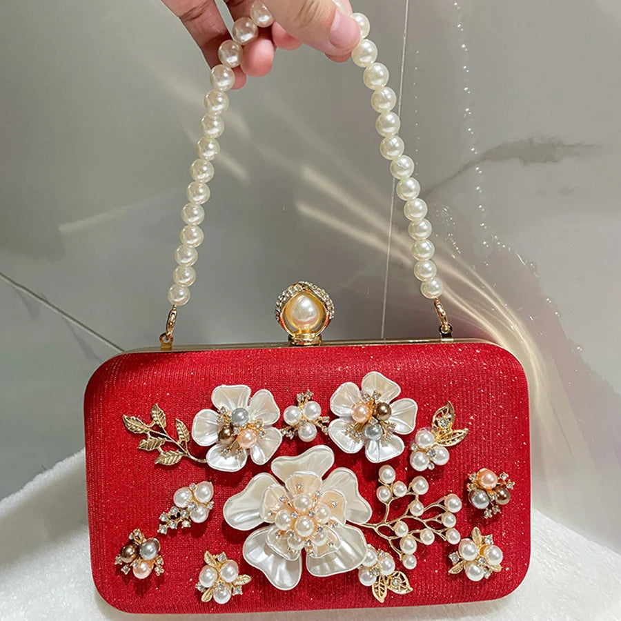 Pearl Crystal Clutch Bag