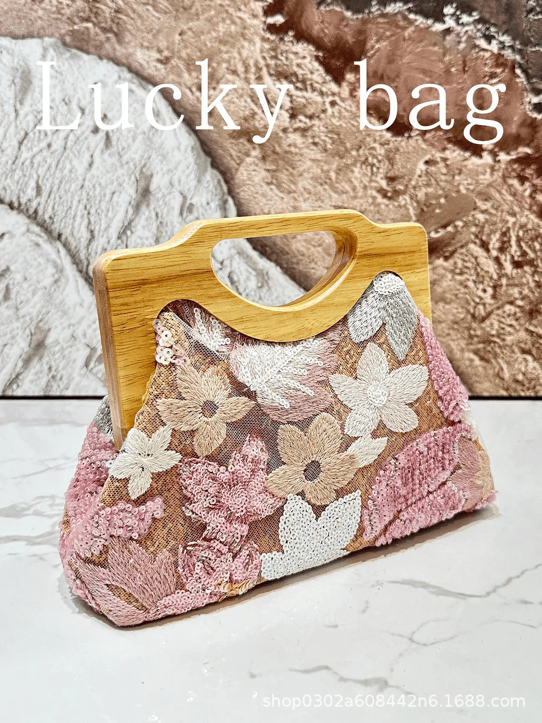Sequin Straw Shoulder Bag