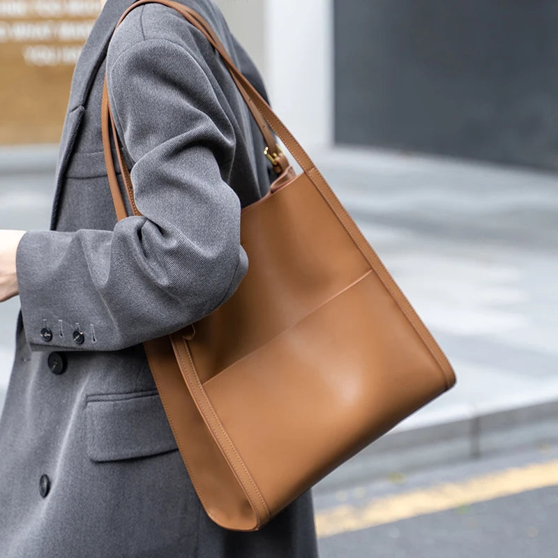 Cowhide Work Tote Bag
