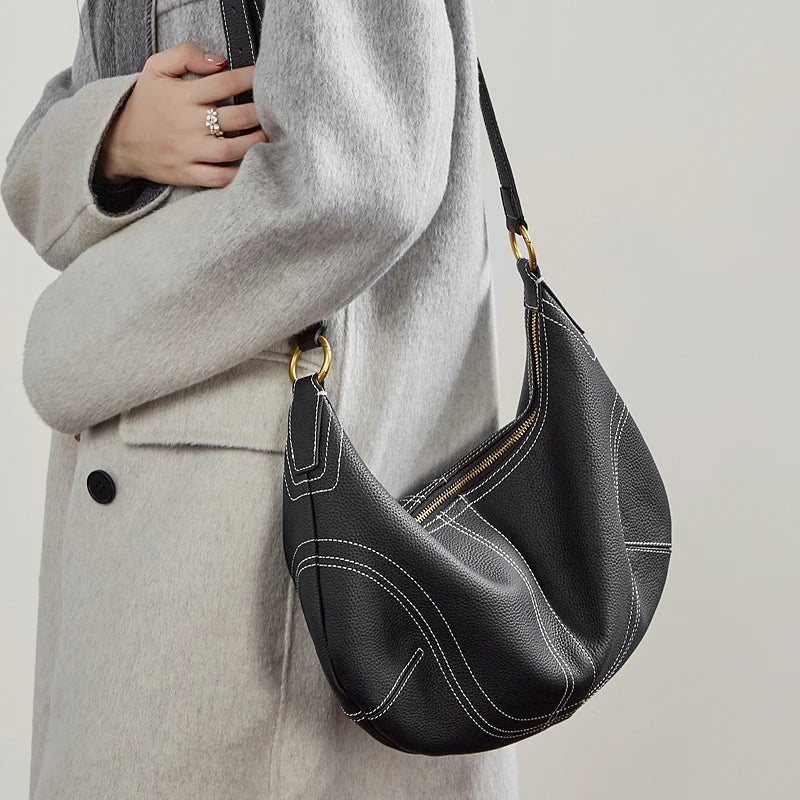 Leather Half Moon Bag
