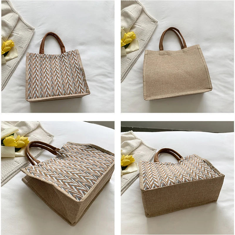 Linen Beach Tote Bag
