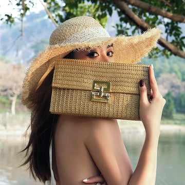 Boho Straw Clutch Bag