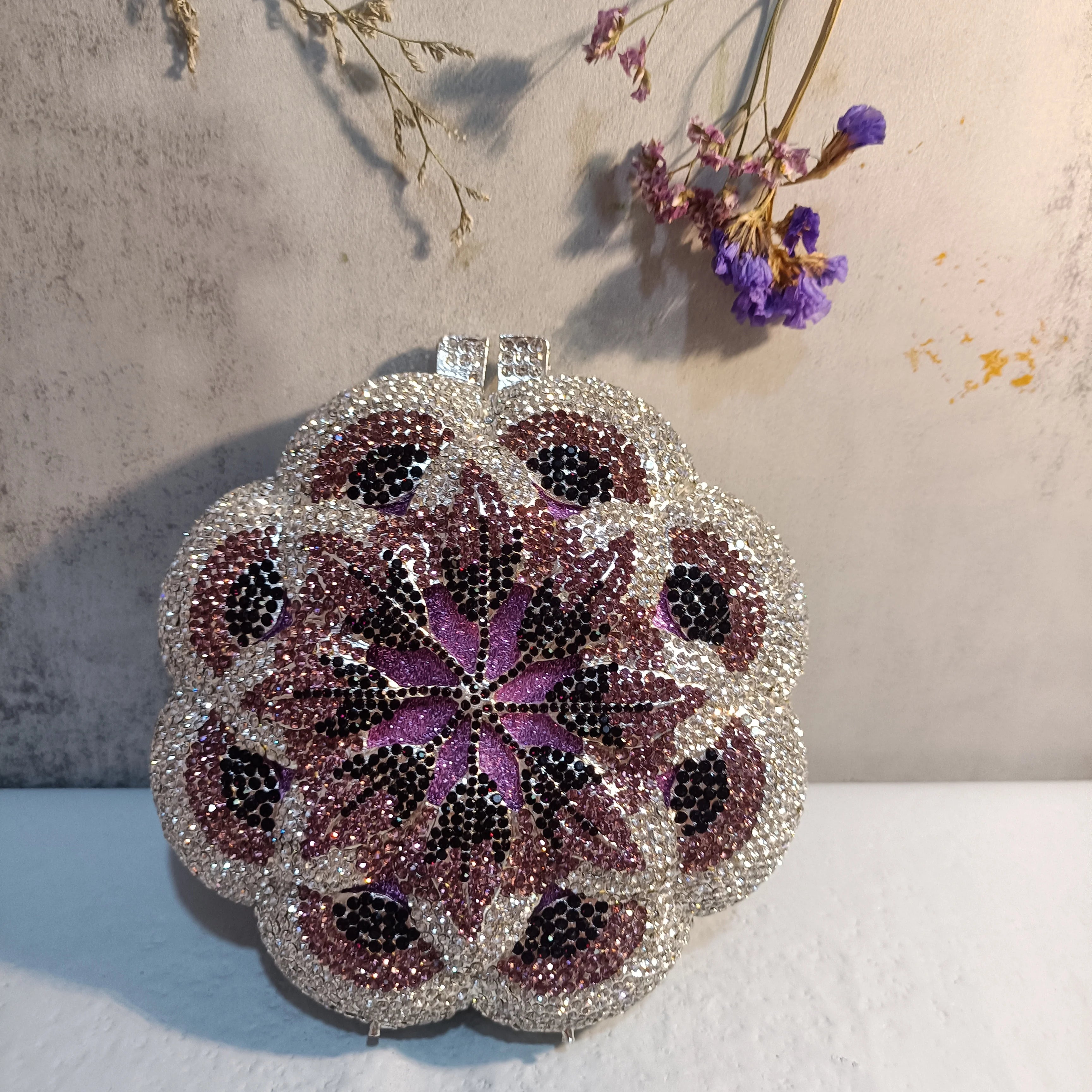 Floral Crystal Clutch Bag