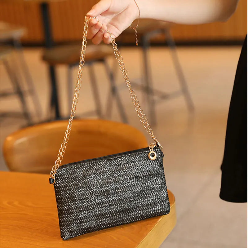 Straw Chain Shoulder Bag