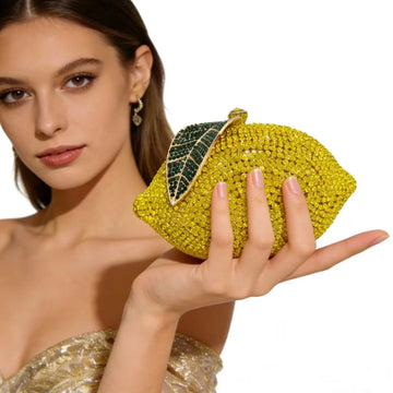 Lemon Rhinestone Clutch Bag