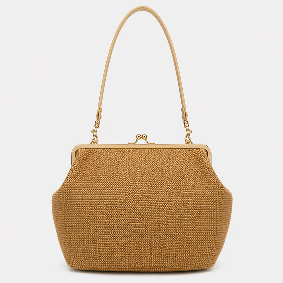 Striped Straw Clutch Bag