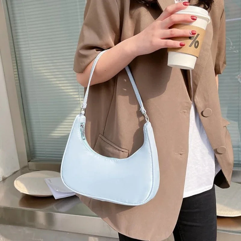 Nylon Underarm Hobo Bag