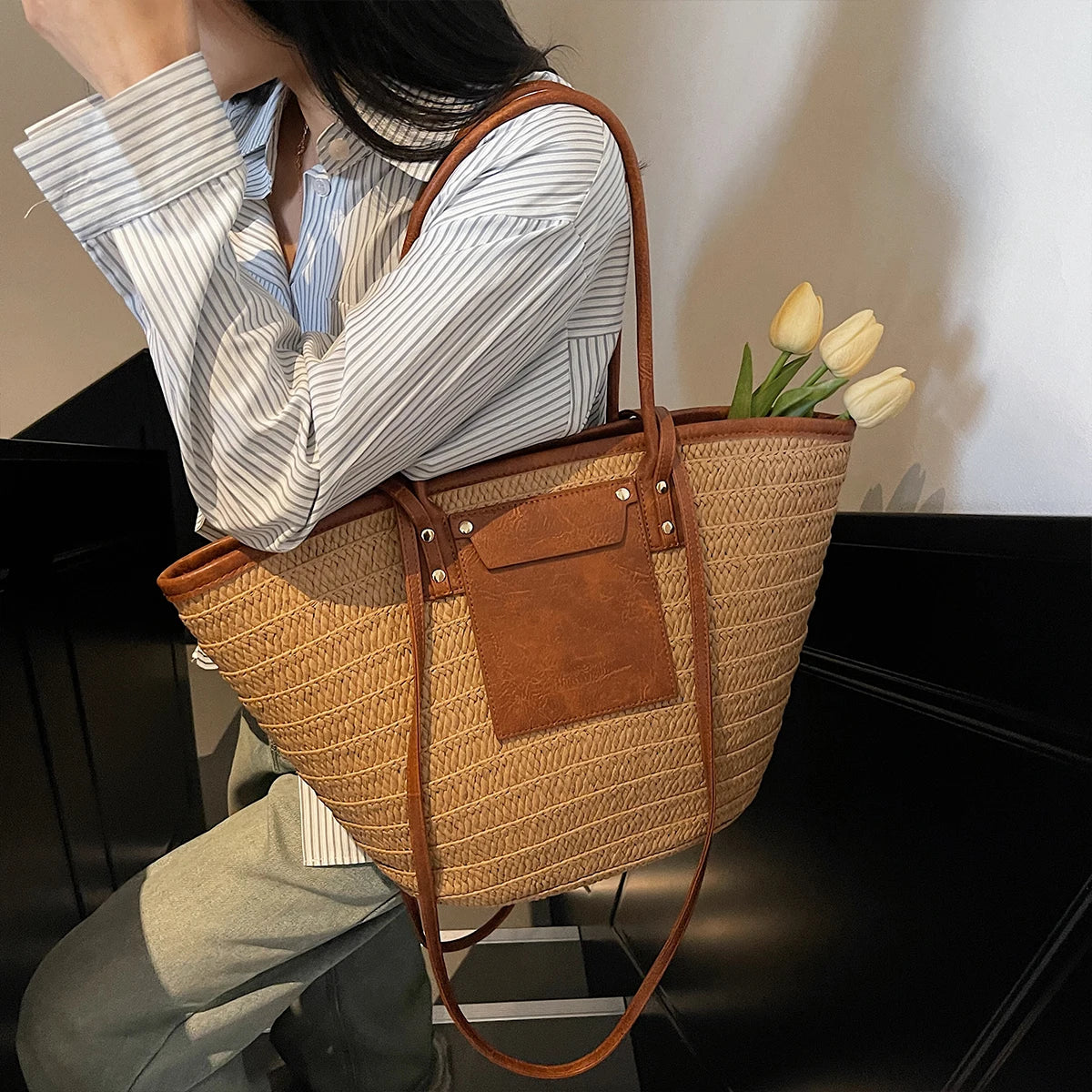 Forest Straw Tote Bag