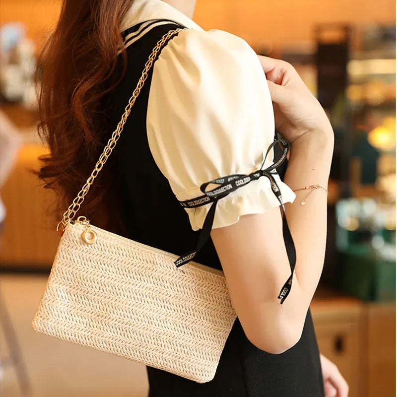 Straw Chain Shoulder Bag