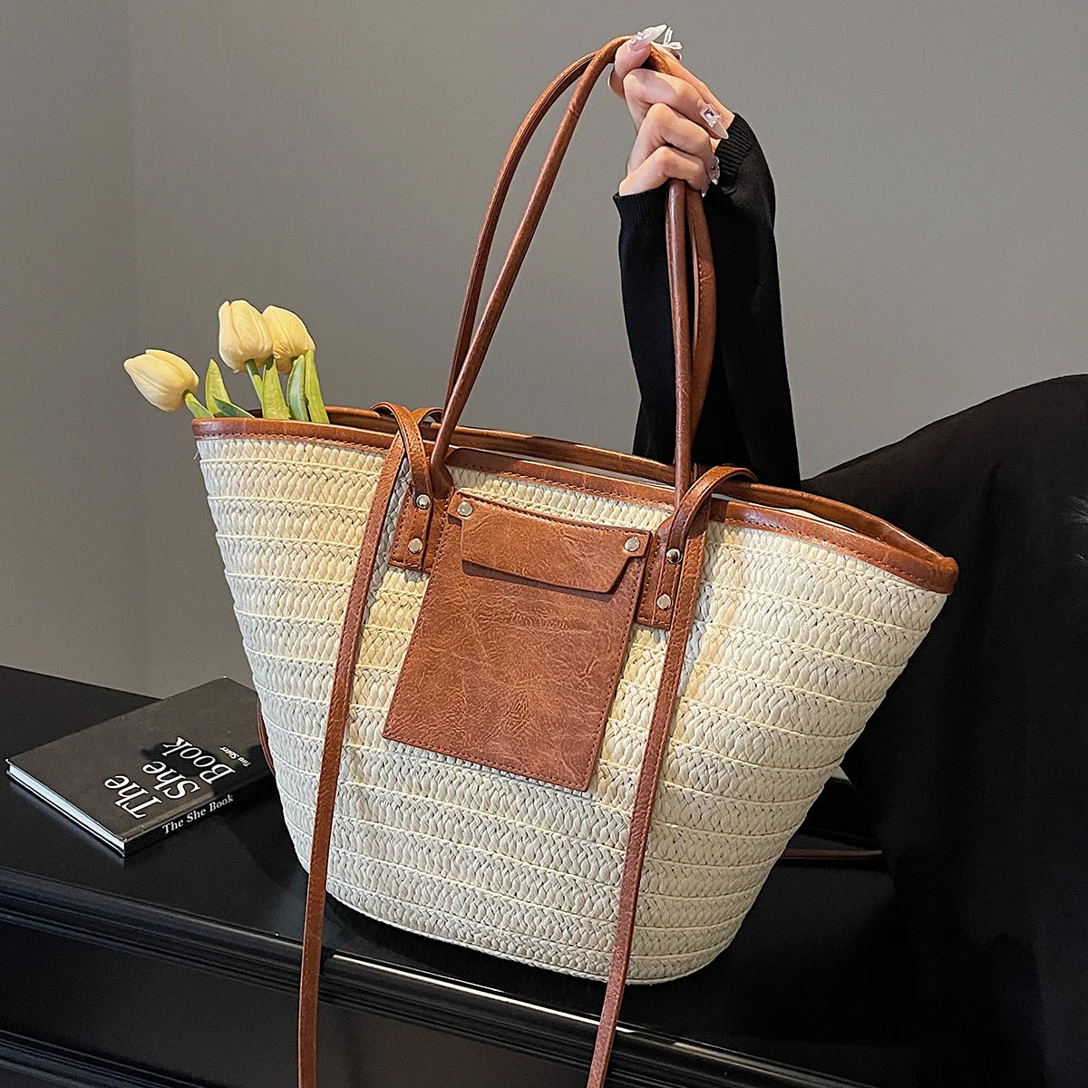 Forest Straw Tote Bag