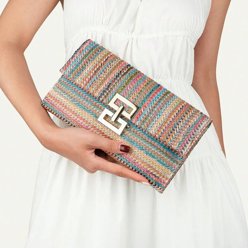 Boho Straw Clutch Bag
