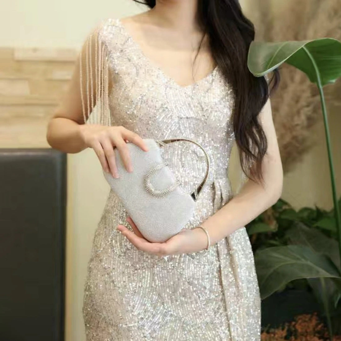 Pearl Rhinestone Shoulder Bag