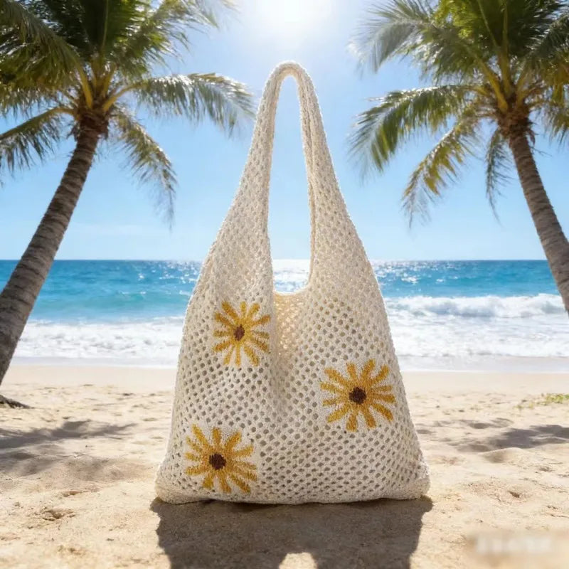 Crochet Daisy Tote Bag