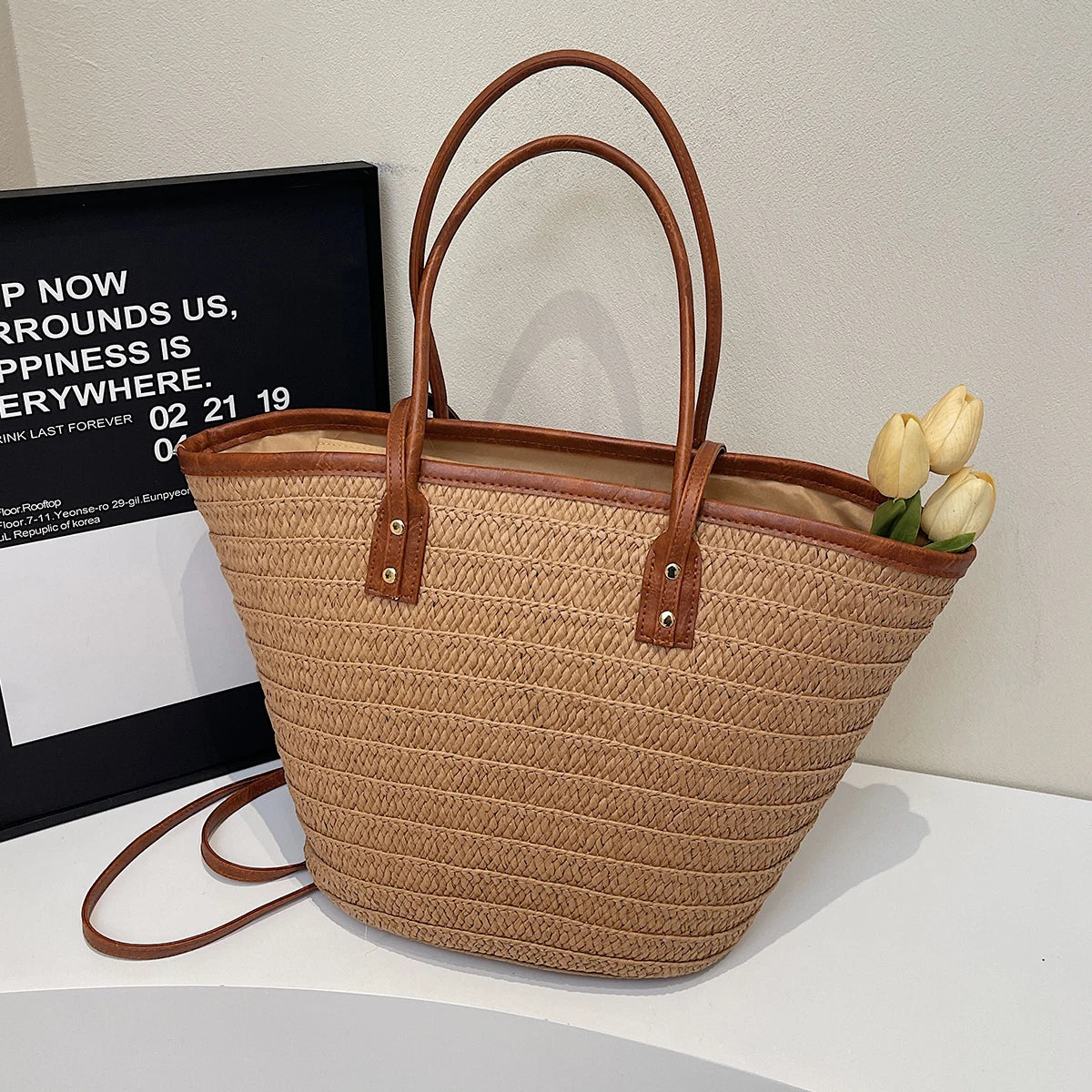 Forest Straw Tote Bag