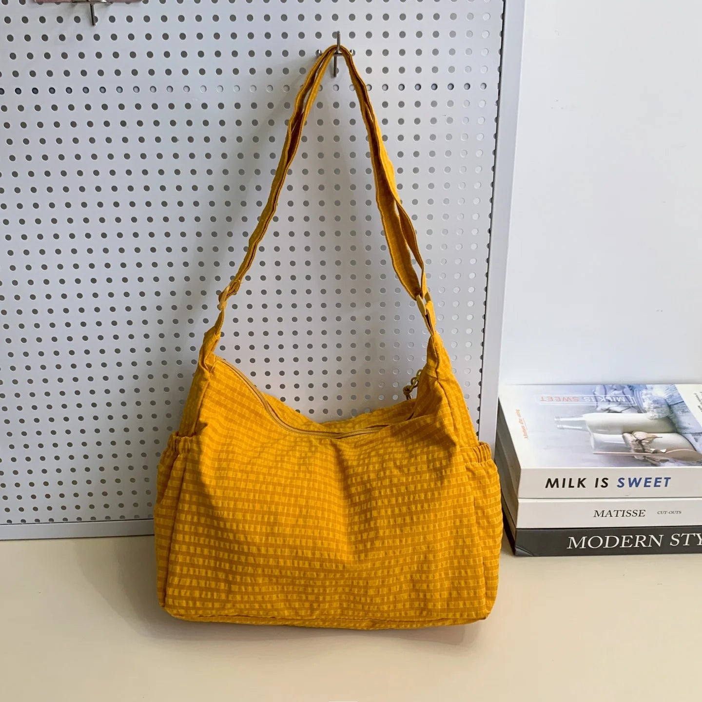 Plaid Pleated Cloud Bag
